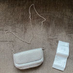 Charming Charlie Silver sparkly mesh purse